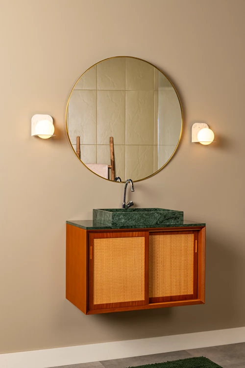 Lucide DAVY - Wandlamp Badkamer - 1xG9 - IP44 - Grijs - sfeer 1